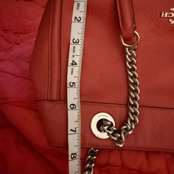 Coach Coral Leather Shoulder Bag with Chain Straps - Picture 11 of 13